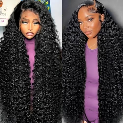 20 Inch 13x6 Deep Wave Lace Front Wigs Human Hair 200 Density 13x6 HD Lace Front Wigs Human Hair Pre Plucked Deep Curly Glueless Wig 100% Virgin Human Hair Lace Front Wigs for Women