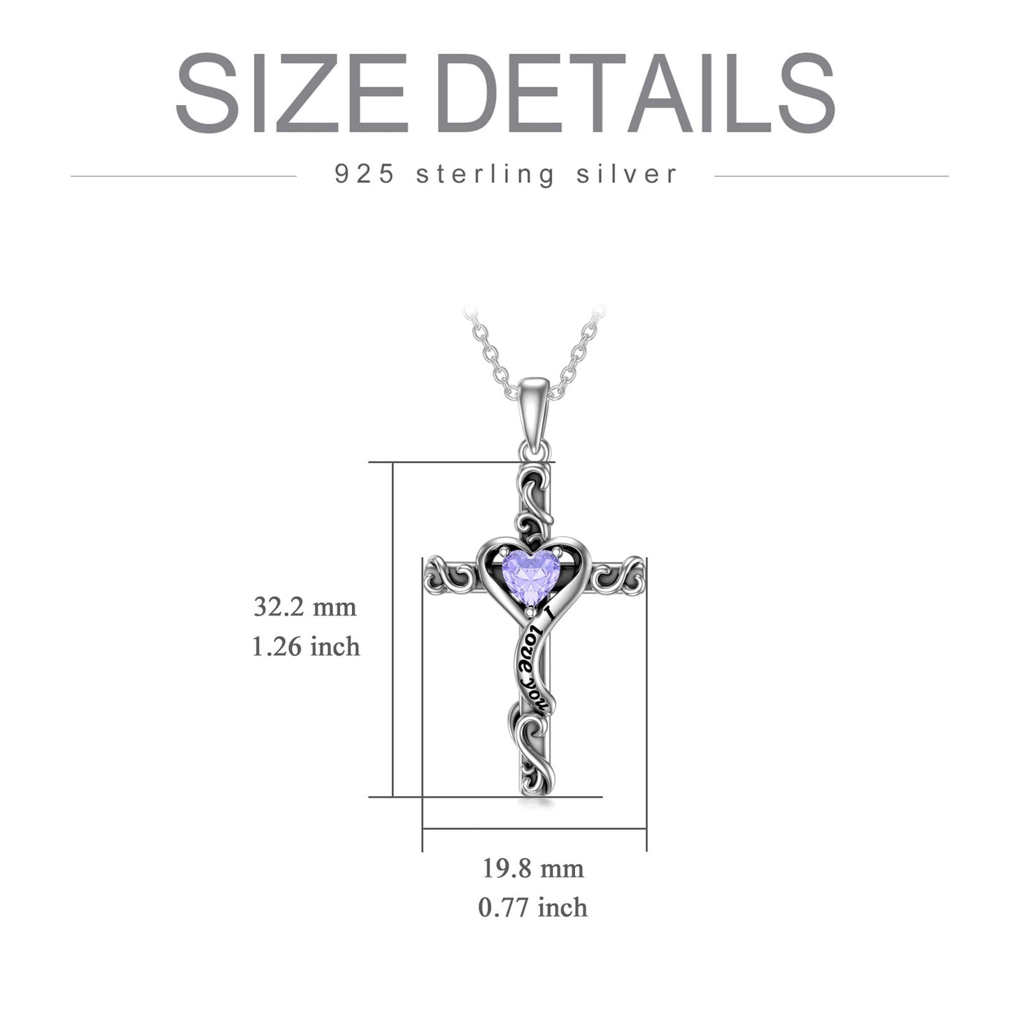 TOUPOP Alexandrite Cross Necklace for Women Sterling Silver June Birthstone Cross Pendant Necklace Heart Love Jewelry for Her Girlfriend Wife Mom Anniversary Birthday Mothers Day Gifts