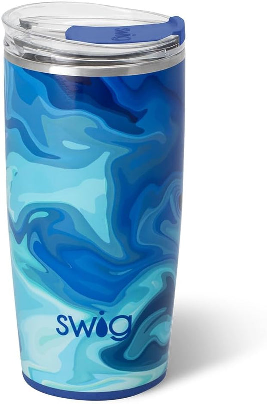 Swig Life 22oz Insulated Tumbler, Travel Coffee Tumbler with Lid, Cup Holder Friendly Travel Coffee Mug, Stainless Steel, 22 oz Tumblers, Reusable Insulated Mug with Lid (Blue Lagoon)
