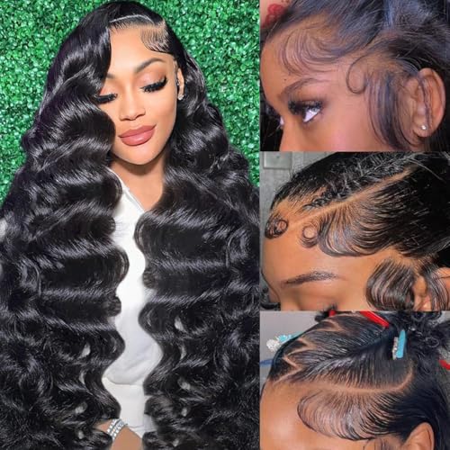 13x6 Lace Front Wigs Human Hair Pre Plucked 210 Density Body Wave HD Lace Front Wigs for Women Human Hair Glueless (Natural Color Body Wave Wig, 26 Inch)