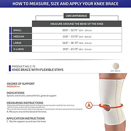 Champion Knee Brace Flexible Stays Knit Elastic, White, Small