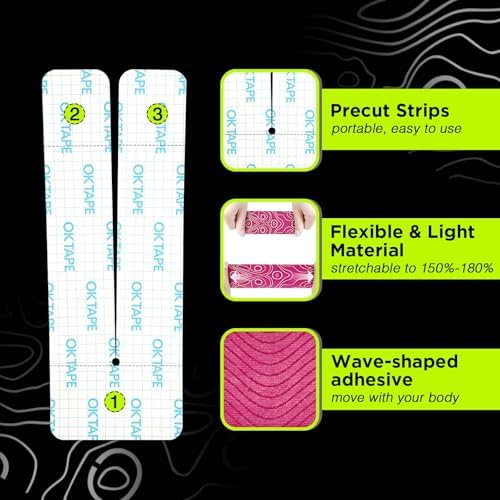 OK TAPE Precut Y-Shape Kinesiology Tape for Shoulder, Knee, Back, 10 Pcs, K Tape Strips, Provide Support & Relieve Discomfort, Water-Resistant Elastic Athletic Tape (3.5" x 10", Beige)