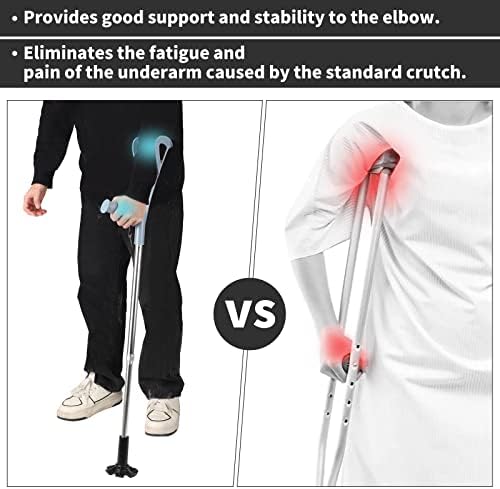 2 Pcs Forearm Crutches for Adults Foldable Knee Patients Mobility aids for Childre and Seniors for with Leg Injury Adjustable Travel Lightweight Walking Stick