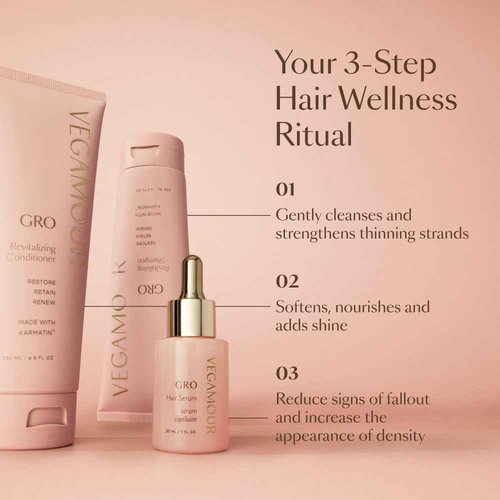 VEGAMOUR GRO Revitalizing Shampoo and Conditioner Full Size Kit, For Thicker Fuller Looking Hair, Vegan