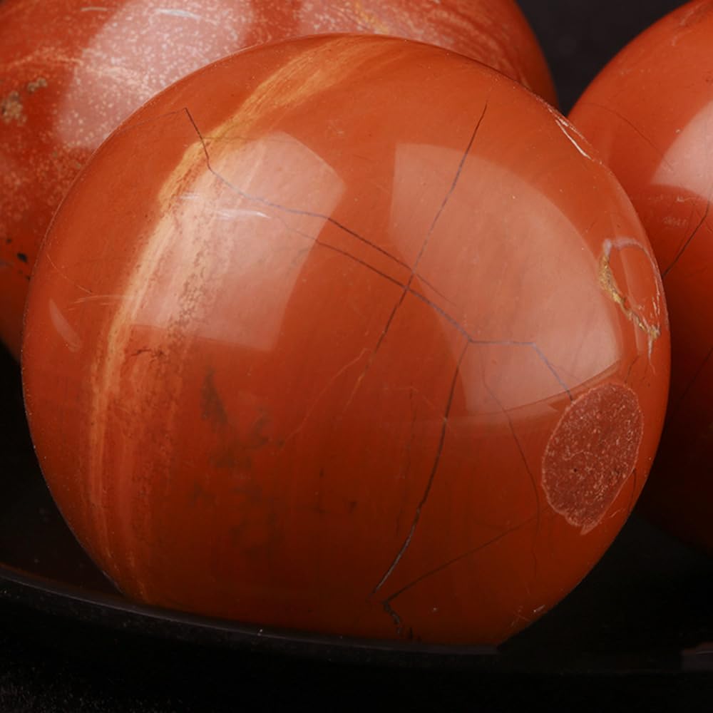 40-50mm Natural Red Jasper Crystal Ball, Hand Polished Quartz Stone Sphere, Reiki Healing Mineral Sphere, Energy Balancing Degaussing Stone, Home Office Desktop Ornament, Crystal Collection Gift