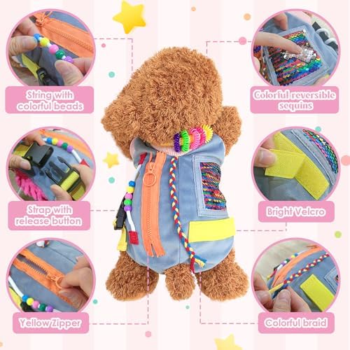 Fidget Blanket for Elderly with Dementia Fidget Dog Blanket Activities and Gift for Senior with Alzheimer’s or Dementia
