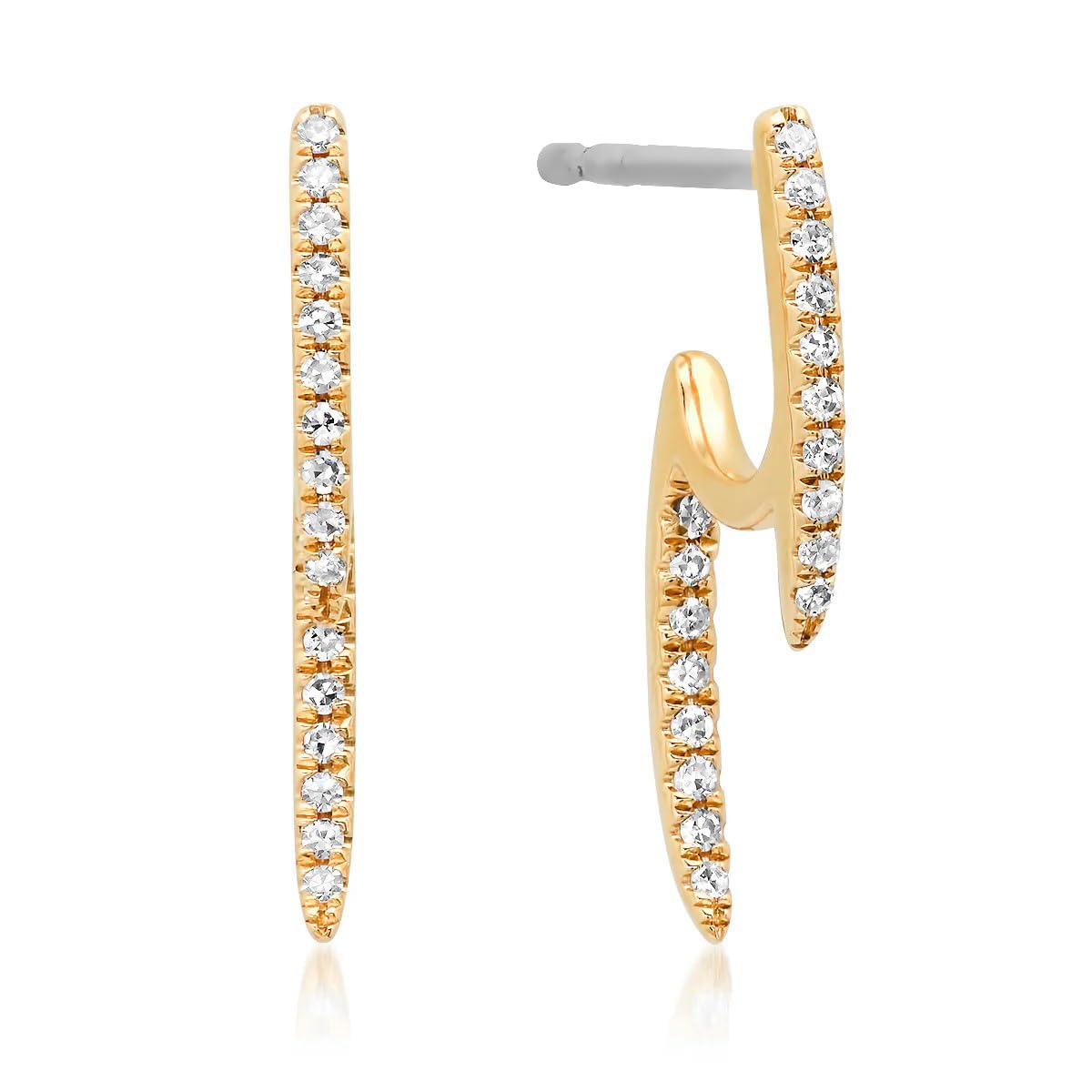 Obidos 14K Gold Plated Cubic Zirconia Illusion Hoop Earrings for Women | Trendy Simple Hypoallergenic Fashion Accessories Gold Jewelry Gifts for Womens (Spike Earrings - Yellow Gold)