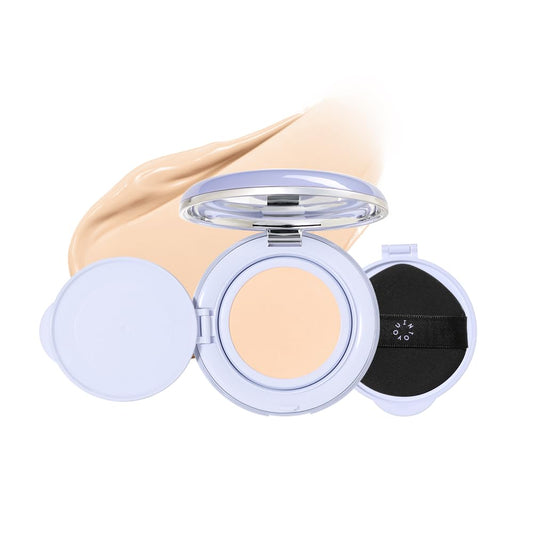 INTO YOU Purple Long Wear Concealing Cushion Foundation(Refill Included), Oil Control, Full Coverage, Cream Base Makeup, Smooth, Long Lasting Matte Finish for Oily Skin, L01 Bright Ivory