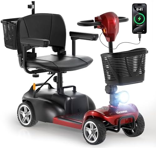 iScooter X02 Pro Mobility Scooter, 20Miles Long Range 4 Wheels Electric Mobility Scooter for Seniors & Adults, Electric Wheelchair 300lbs with Removable Battery, Dual Baskets, Crutch Holder, USB Port