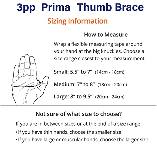 3pp Prima Thumb Brace, Adjustable Brace for CMC Thumb Arthritis and Other Injuries, Right Hand, Size Large