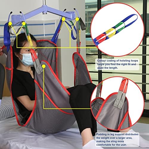 Universal Full Body Patient Lift Sling, Mesh Fabric Patient Sling Transfer and Bathing aids, 500lb Weight Capacity (Small)