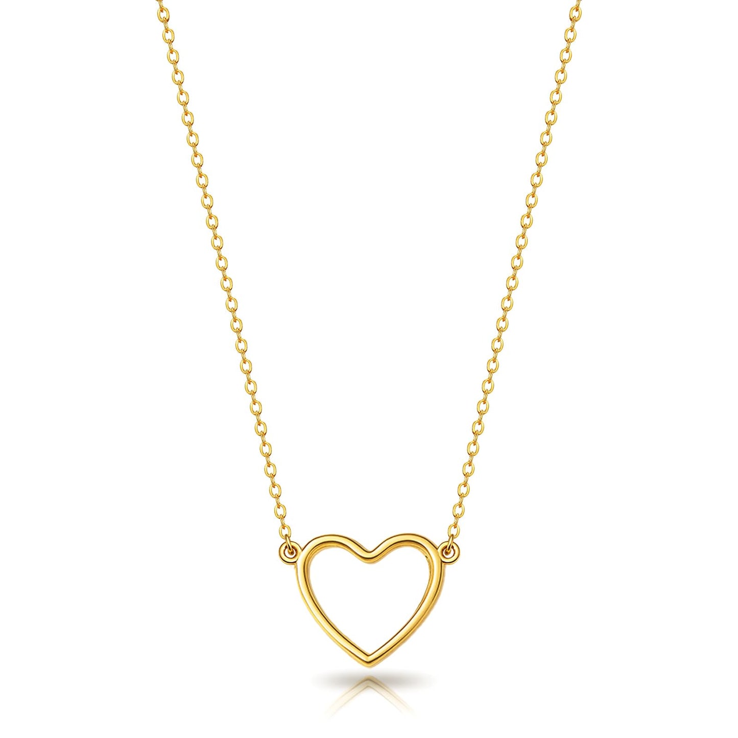 Zeffy Heart Necklace for Women 14k Gold Plated Cute Necklaces Trendy Open Heart Choker Necklaces Dainty Simple Gold Jewelry for Women Gifts