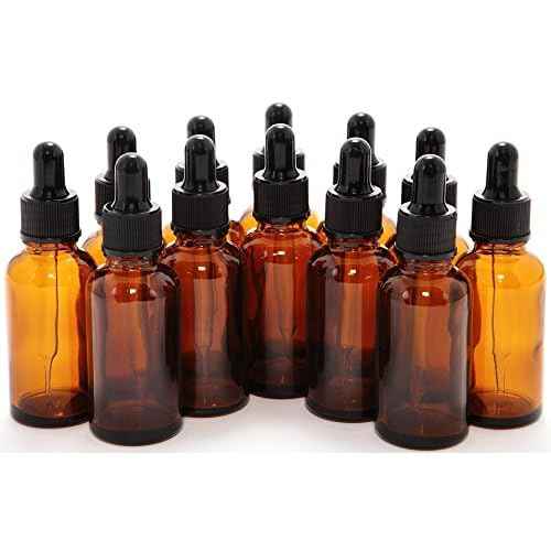 Vivaplex 12, Amber, 1 oz Glass Bottles, with Glass Eye Droppers, 12 count (pack of 12)