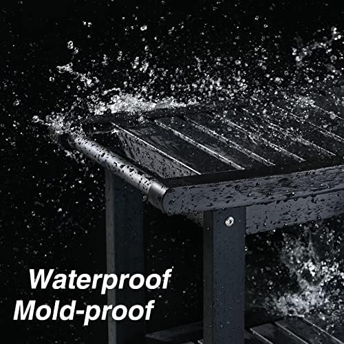 Poly Lumber Shower Bench Seat, Larger Size 22" x 13", Shower Benches for Inside Shower, Waterproof Shower Stool with Handles & Storage Shelf, Shower Chair for Bathroom, Bath Stool to Sit (Black)