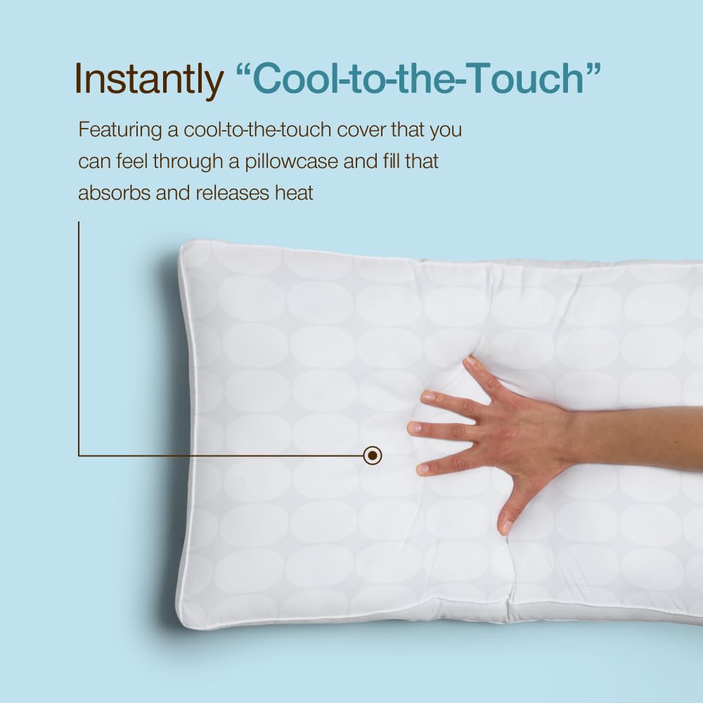 Coop Home Goods Essence Cooling Down Alternative Pillows Set of 2, Queen Size Adjustable Cooling Pillow for Hot Sleepers, Cool-Touch Luxury Hotel Pillows for Stomach, Back, or Side Sleepers 27x17