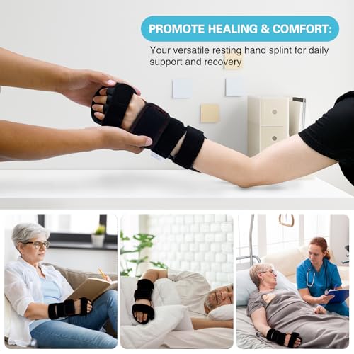 Stroke Resting Hand Splint & Wrist Brace Support Bundle - Prevent Flexion Contractures, Night Immobilizer Wrist Finger Brace with Finger Separator for Stroke Recovery, Arthritis, Tendinitis