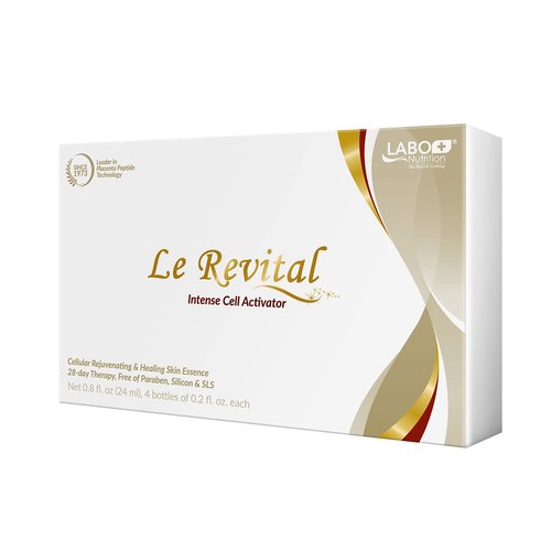 LABO Nutrition Le Revital Concentrated Nano Placenta Extract Serum Essence from Japan – Hydrating, Glowy, Moisturizing for Face Wrinkles, Dull Skin, Tone, Soothing & Skin Barrier Strength | 4 Vials