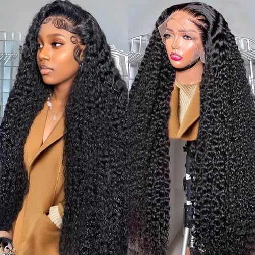 Deep Wave Lace Front Wigs Human Hair Wig for Woman 13x4 Hd Deep Curly Lace Front Wig Human Hair Pre Plucked Deep Wave Lace Frontal Wigs (24 Inch)