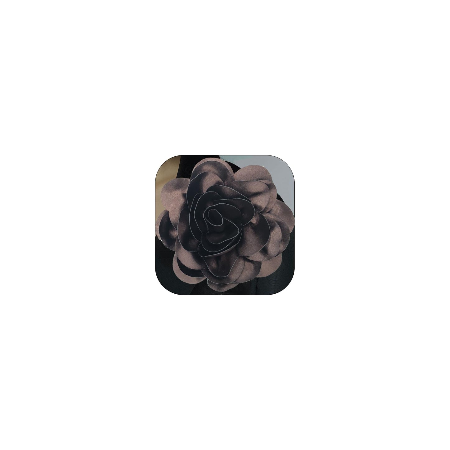 ZZ ZINFANDEL 19mm Extra Large Rose Flower Brooches Lapel Pins Dainty Satin Fabric Brooches Big Camellia Flower Brooch Pin for Women Wedding Part Dance Clothes Accessories Jewelry Gifts (Coffee)
