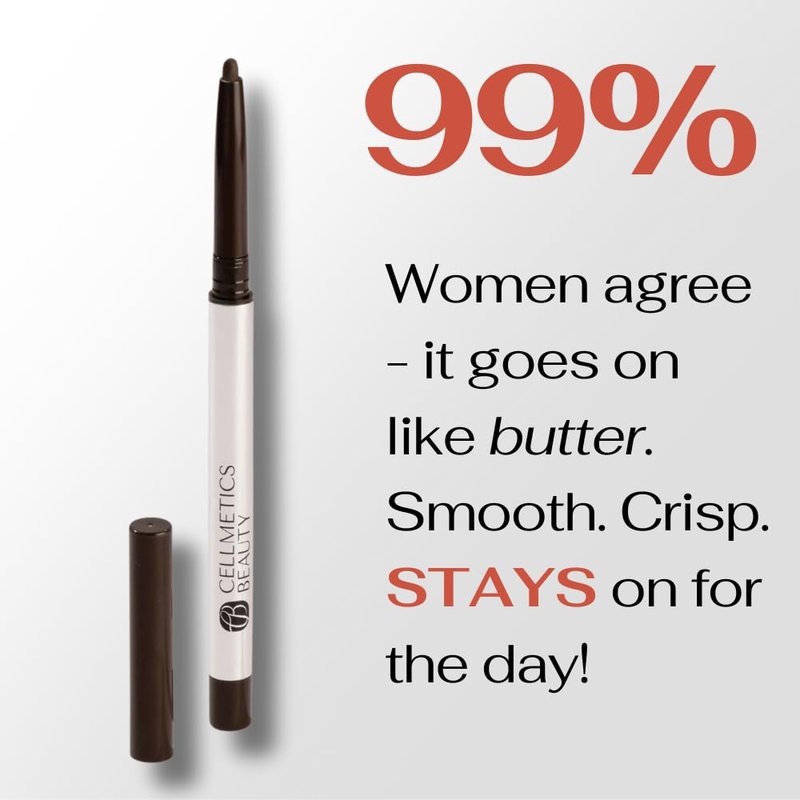 CELLMETICS Long-Wear Cream Eyeliner for Mature Women (Cold Brown (2)) - Water-Resistant, Long-Stay and Mess-Proof Eye Liner - Smudge Proof & Retractable Eyeliner Pencil for Older Women