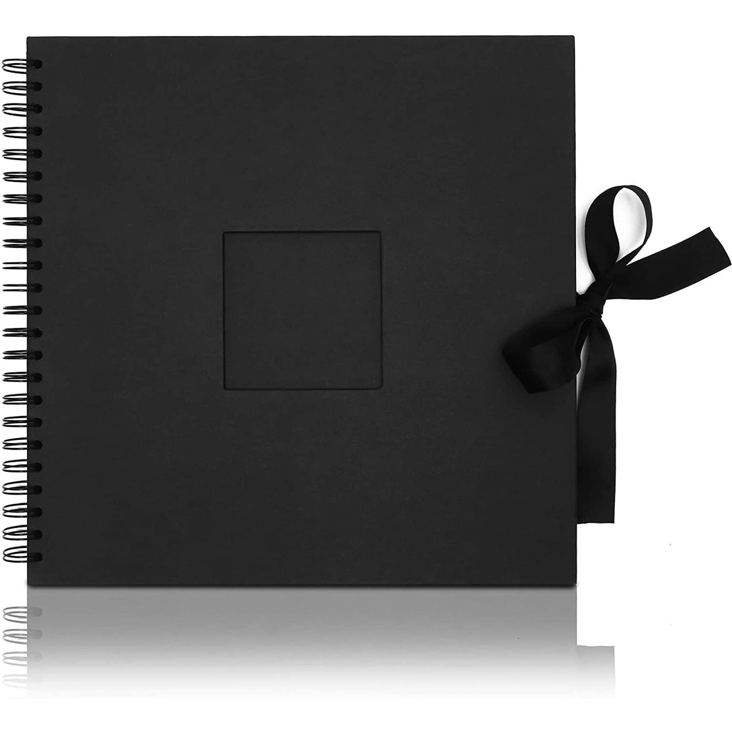 Juvale Spiral-Bound Scrapbook Album - Silk Ribbon Cover for Wedding Scrapbook - Durable Hardcover Black Paper Photo Albums - Complete Scrapbooking Supplies Kit, 80 Pages - 12.25 x 12.25 in, Black