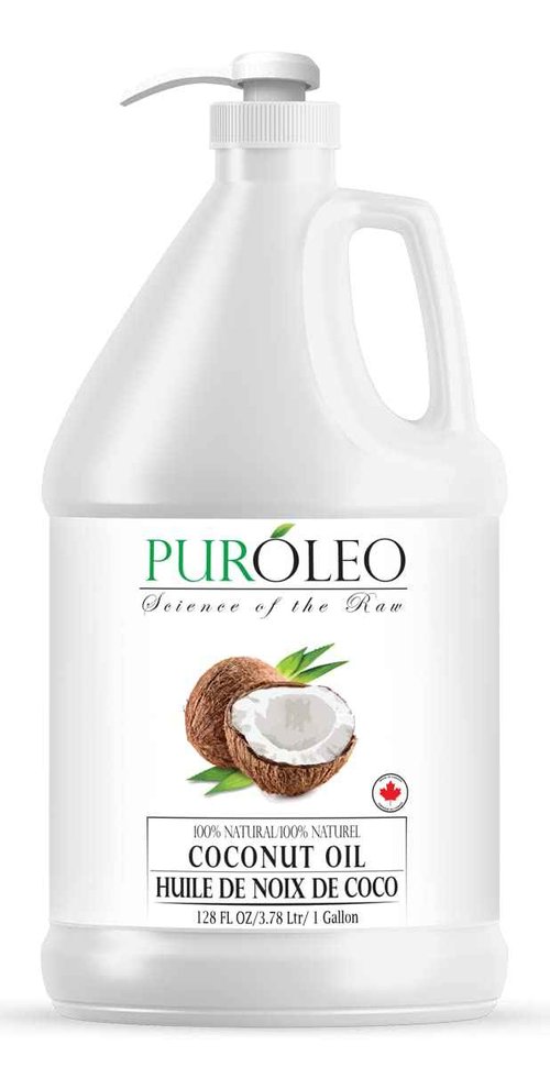 PUROLEO Fractionated Coconut Oil 128 Fl Oz/3784 ML (Packed In Canada) 100% Natural and odorless Moisturizer & Carrier Oil l Hair Skin Body, Aromatherapy, Massage, Makeup Remover