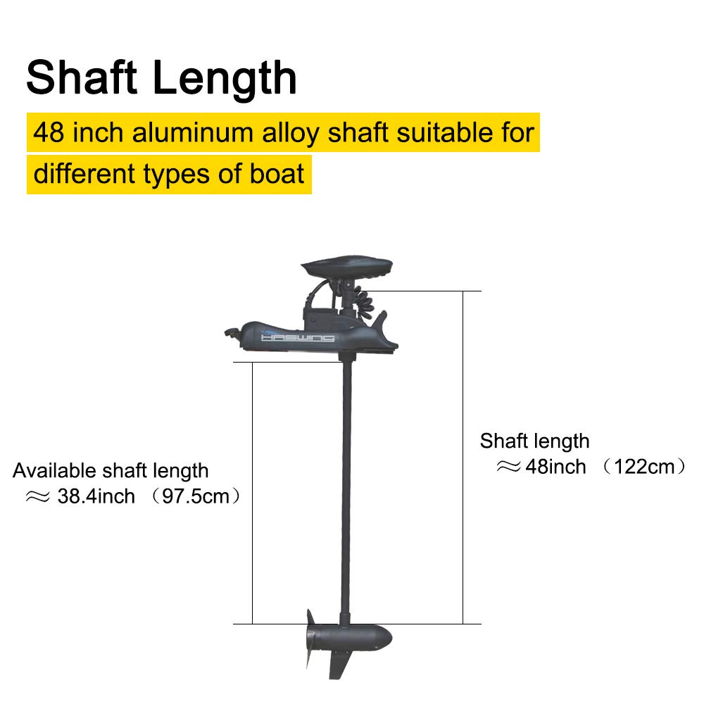 Black Haswing Cayman 12V 55lbs 48 inch Bow Mount Electric Trolling Motor Lightweight, Variable Speed, with Foot Control/Quick Release Bracket for Bass Fishing Boats Freshwater/Saltwater