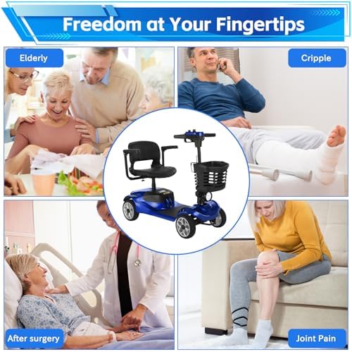 15 Miles Ecomobi MS01 4 Wheels Mobility Scooter for Adults/Seniors, 350W Powered Electric Wheelchair Device w/360WH Battery, 300LBS Capacity, Cup Holder/Rotating Seat, Compact Duty Mobile for Elderly