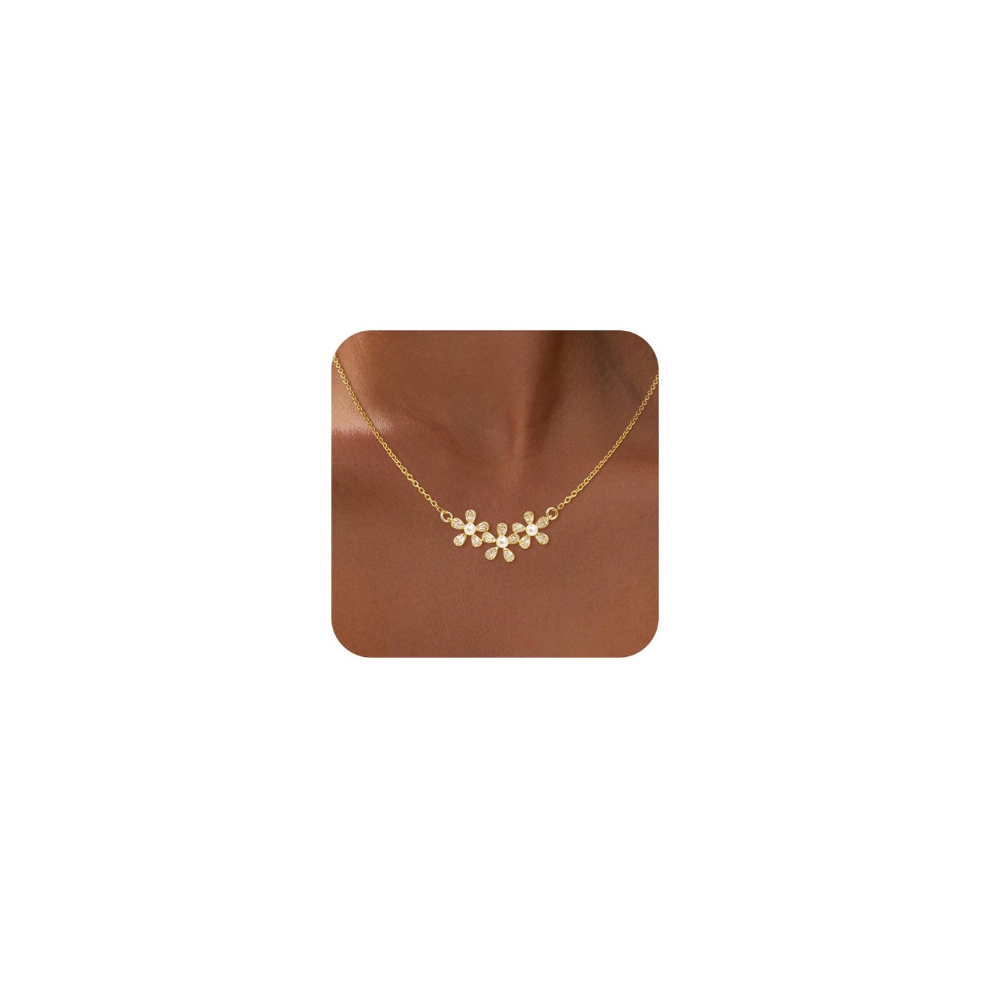 JOBICY Gold Pearl Necklaces for Women: Trendy, Flower Pearl Drop Pendant Necklace, 14k Gold Plated, Simple Choker, Perfect for Brides, Prom, Weddings & Gifts