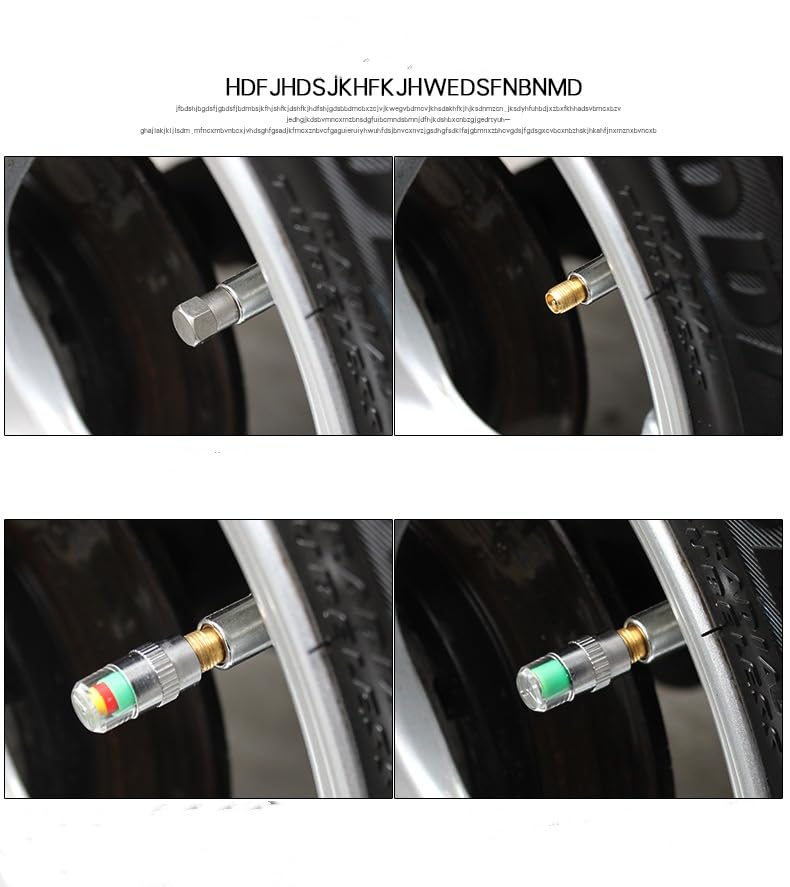 Tire Pressure Monitor Valve Caps, 36 PSI Alert Indicator, 2.4 Bar, Copper Core, 4-Pack