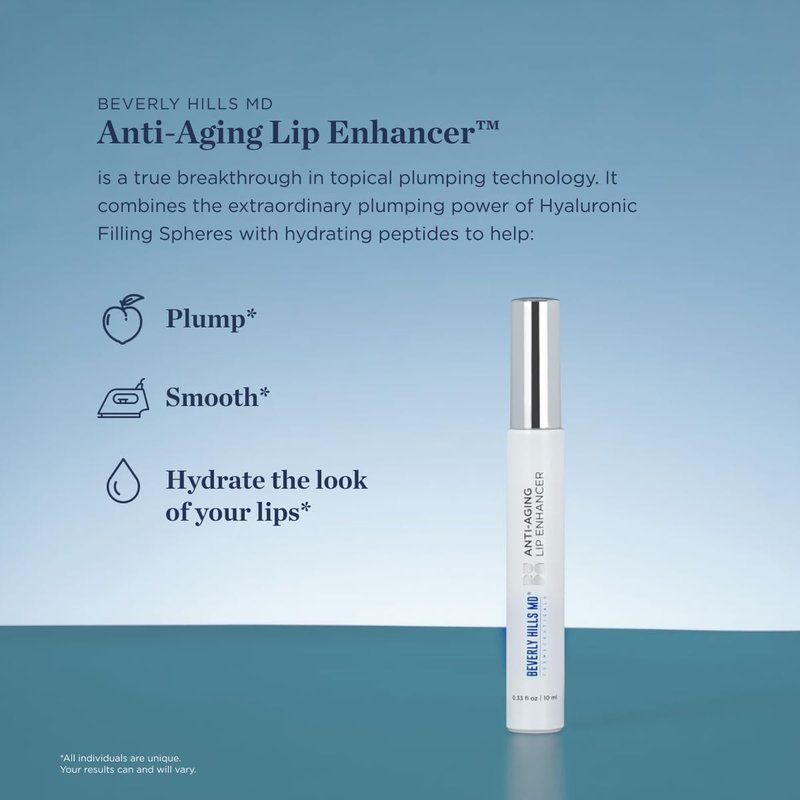 Beverly Hills MD Anti-Aging Lip Enhancer | Plumping Formula for Fuller, Hydrated Lips - Collagen, Hyaluronic Acid, Ceramides, Peptides