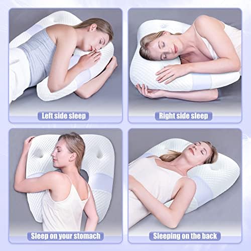 SAHEYER Side Sleeper Pillows for Adults, U Shaped Body Pillow for Pain Relief, Orthopedic Memory Foam Shoulder Pillow for Side,Stomach, Back, Arm with Removable Washable Cover (Upgraded Version),White