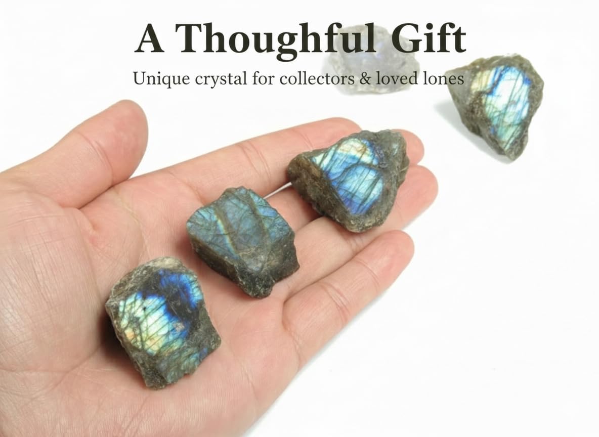 Labradorite Raw Crystal Stone 1.25"–2.0"– Natural Rough Gemstone with Iridescent Flash for Meditation, Chakra Balancing, Reiki, Feng Shui, Spiritual Practices & Home Décor
