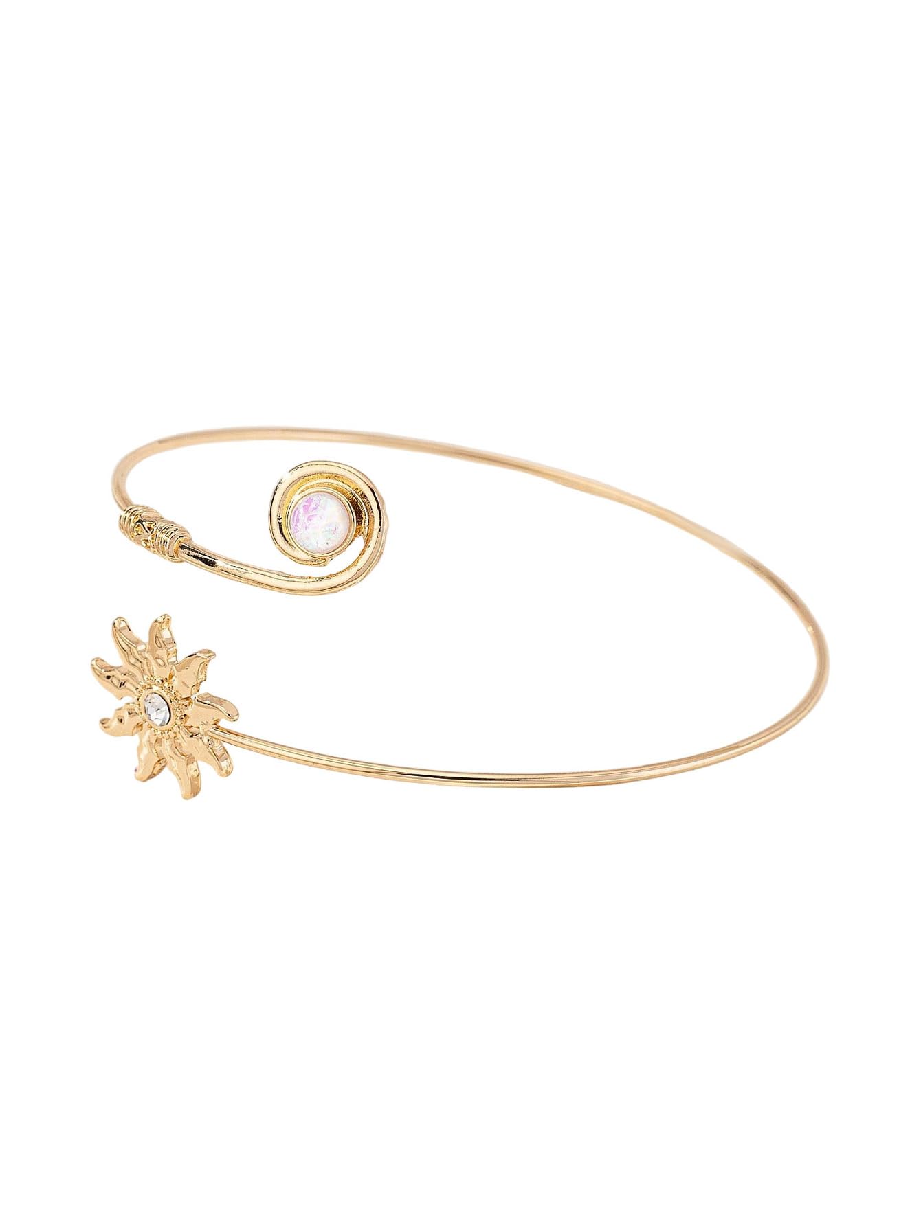 MakeMeChic Beach Gold Arm Cuff Jewelry for Women Bangle Band Armlet Flower Upper Arm Cuff Bracelet Summer Beach Essentials Gold Sun One-Size