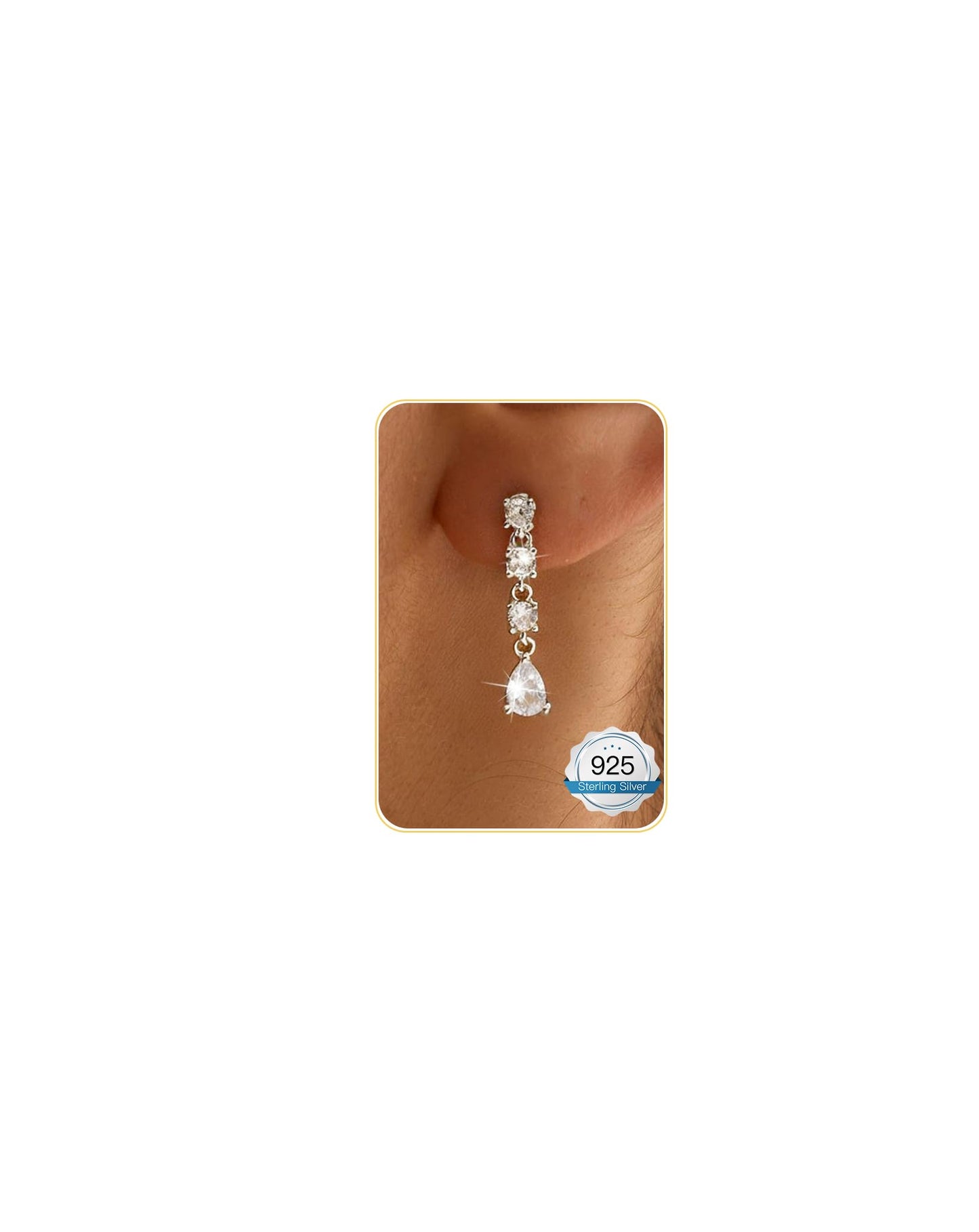 Asdecy 925 Sterling Silver Dangle Earrings for Women Trendy - Brides Drop Dangle Cubic Zirconia Elegant Prom Bridal Bridesmaids Wedding Anniversary Dangling Jewelry