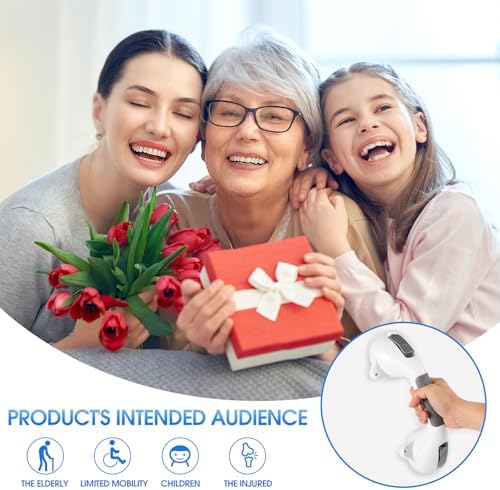 Suction Grab Bar with Safety Indicator for Bathtub Shower Bathroom, Heavy Duty Handrail Removable Reusable for Elderly Disabled and Kids, Anti-Slip Grip, No Drilling Tool Free, Waterproof Grey