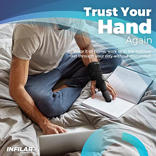 Trigger Finger Splint for Men & Women, Adjustable One or Two Finger Splint Full Hand and Wrist Brace Support for Sprains, Finger Discomfort Relief