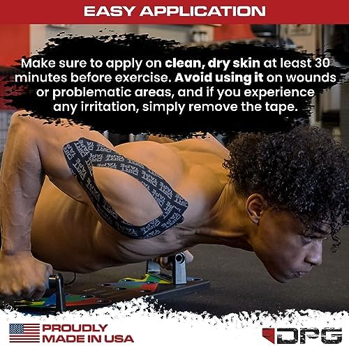 Premium Cotton, Elastic Kinesiology Athletic Tape, 3 Continuous Uncut roll (16.4 feet Long). Latex Free, Hypo-Allergenic, Water Resistant (Black with Logo)