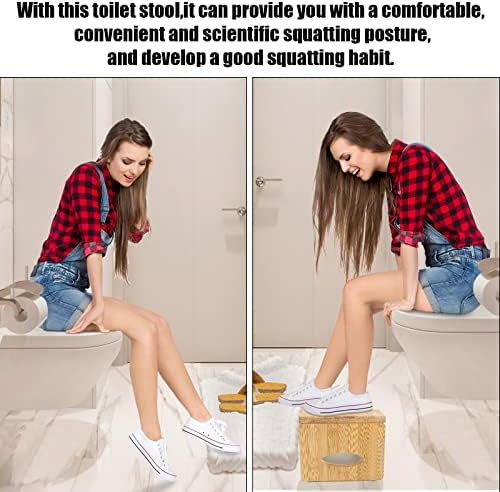 Toilet Stool,7 Inches H Foldable Bamboo Squat Poop Stool for Children Adults Seniors,Easy to Use,Sturdy Potty Stool for Bathroom Toilet.