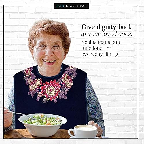 Women's Waterproof Adult Bib with Embroidered Design, Reusable, Washable (Mum Collar)