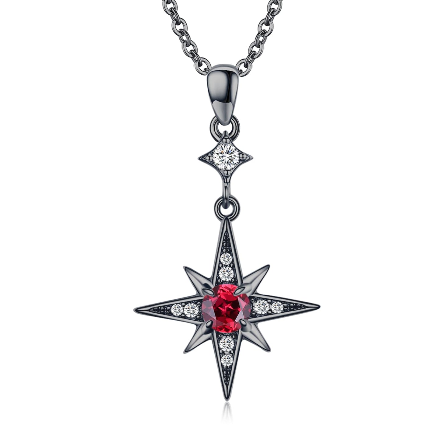 Silikepa Star Necklace for Women 925 Sterling Silver Black Star Pendant Necklace Polaris Pendant with Zircon Jewelry Gift for Women