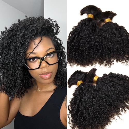 Afro Kinky Bulk Human Braiding Hair 100% Unprocessed Brazilian Virgin Human Hair Extensions Micro Kinky Curly Braids Hair Braids Double Drown Full End Bulk Hair 22 Inch 100g