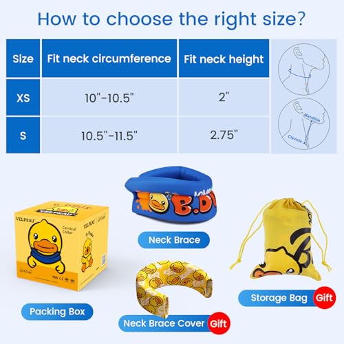 Velpeau Soft Neck Brace for Posture Correction, Prevent Head Forward for Kids Teens Boys Girls - Foam Cervical Collar, Spinal Support to Improve Slouch, Prevent Humpback, Pain Relief (S: 10.5-11.5")