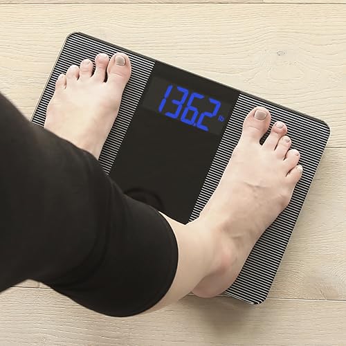 Escali Extra Wide Digital Bathroom Scale for Body Weight with Wide Platform for Natural Stance and Stability, High Capacity of 400 lb, Batteries Included