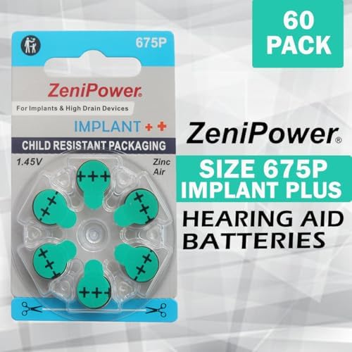Mercury Free (0% Hg) Extra High Power Cochlear Implant BTE Speech Processor Batteries Zinc Air 1.4V Size 675P, 675CI, Implant Plus (240 Batteries)