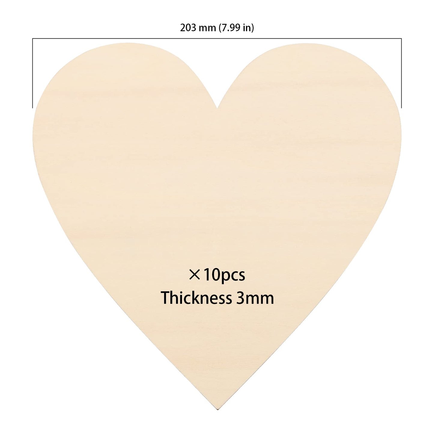 HOIGON 30 PCS 8 Inch Large Wooden Hearts, 1/8 Inch Thick Unfinished Wood Heart Cutouts, Blank Natural Wooden Heart Shape Slices for DIY Craft Embellishment, Wedding, Valentine, Decor