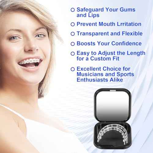 Comfort Cover for Braces - Lip Protector, Lip Cushion, Mouth Guard Clear Teeth Shield Bumper for Brackets, Aligner, Dental Wax Alternative, Soft and Comfortable, in Portable Storage Case with Mirror