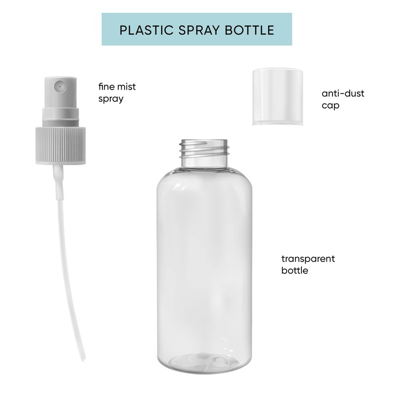 Cloralen - 24 Pack Empty Spray Bottles 2oz Travel Spray Bottle - Fine Mist Spray Bottle, Small Plastic Spray Bottle with Cap and Leak-Proof Loop, BPA Free, TSA Approved Travel Bottles