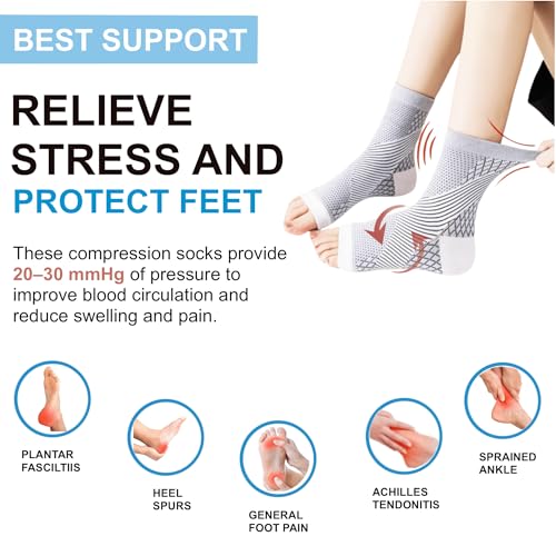 3Pairs Foot & Ankle Brace Socks for Sprained,Foot Neuropathy Socks,Nano Neuropathy Socks for Women & Men Compression Socks For Women & Men,Comprex Ankle Brace Sleeves