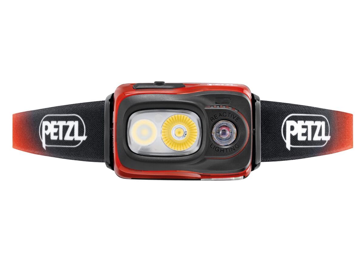PETZL Swift RL Headlamp - Lightweight & Rechargeable 1100 Lumen Headlamp - Orange